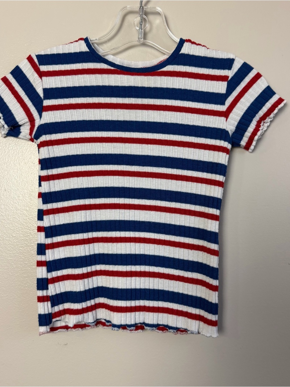 Zara Baby Ribbed Stripe Tee Red White Blue Short Sleeve 9-12 Months